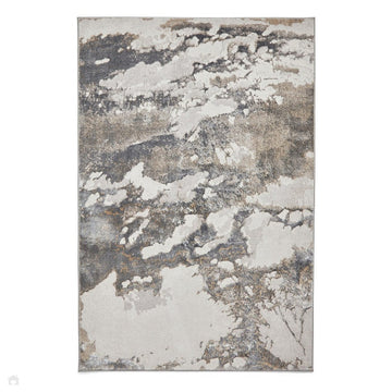 Tidal TL447 Modern Abstract Distressed Metallic Shimmer Soft Smooth Textured Polyester Low Profile Short Pile Silver/Dark Grey/Cream Rug-Think Rugs-Rug Love - The Most Loved Rug Store